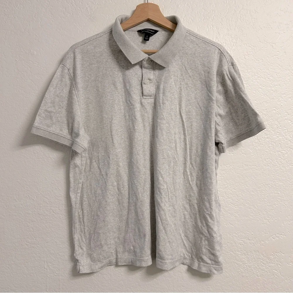 Banana Republic Gray 100% Cotton Luxe Touch Polo, Size‎ L